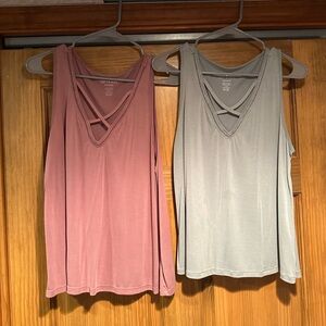 American Eagle Outfitters Pink and Gray Tank Tops